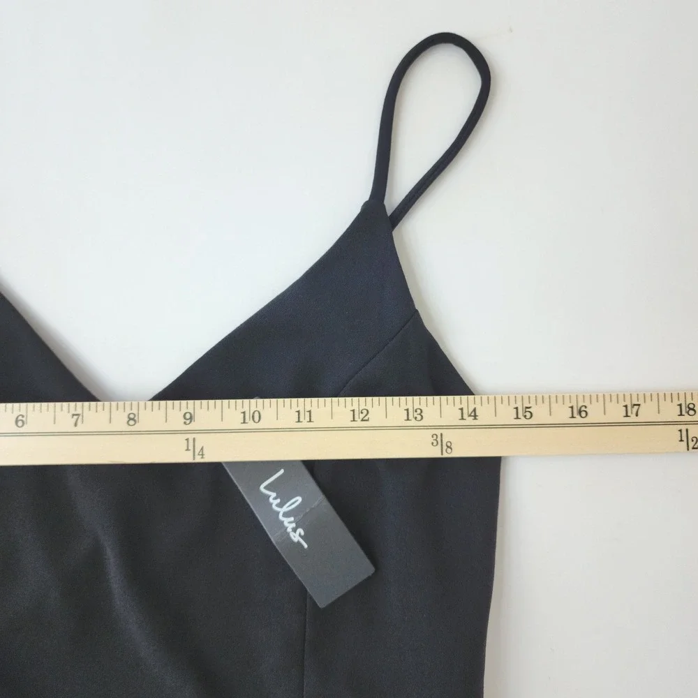 Lulus Reinette Black Wrap Midi‎ Dress Bodycon Cocktail Size L NWT